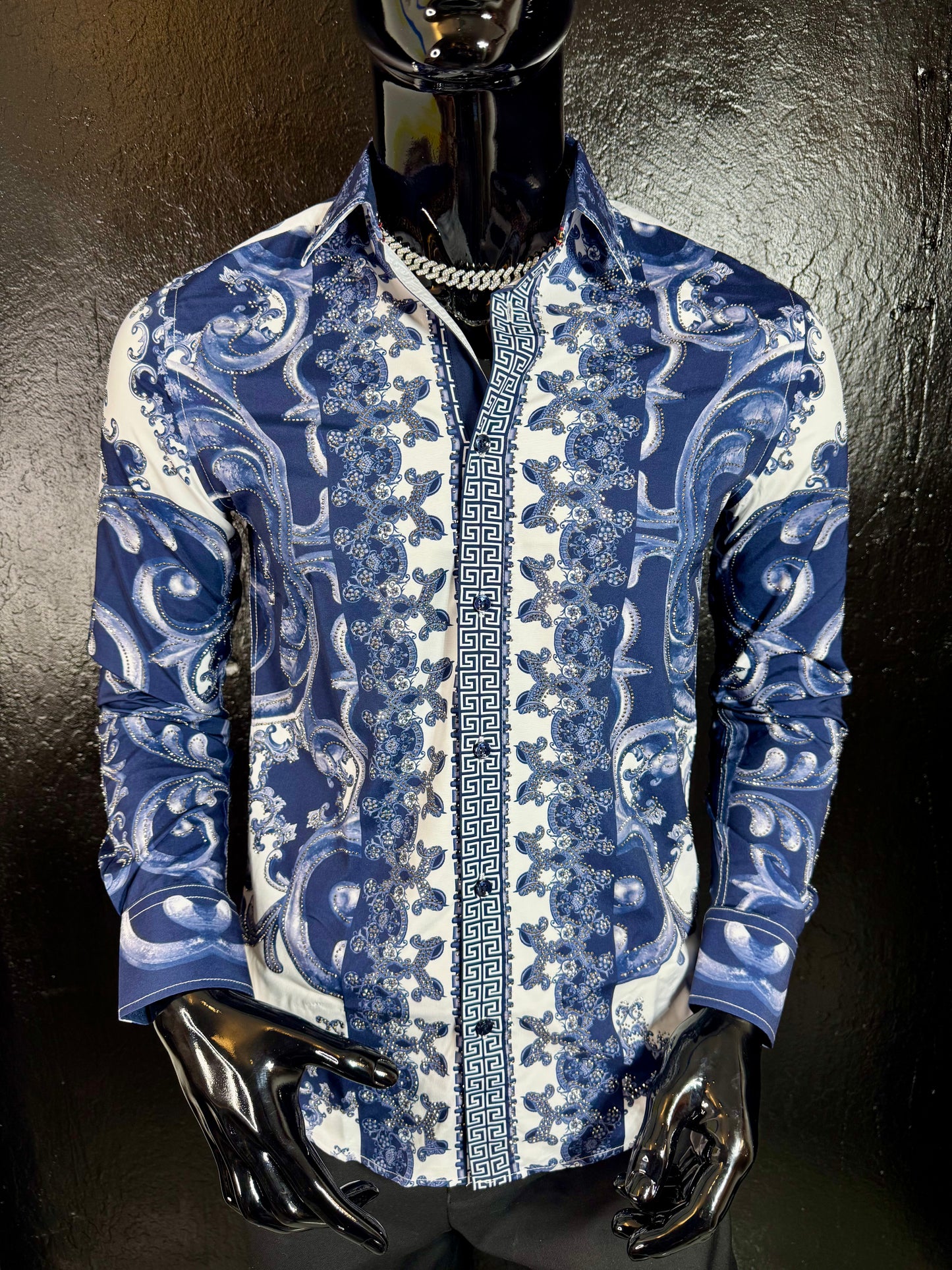 Galan Rhinestone Long Sleeve Dress Shirt