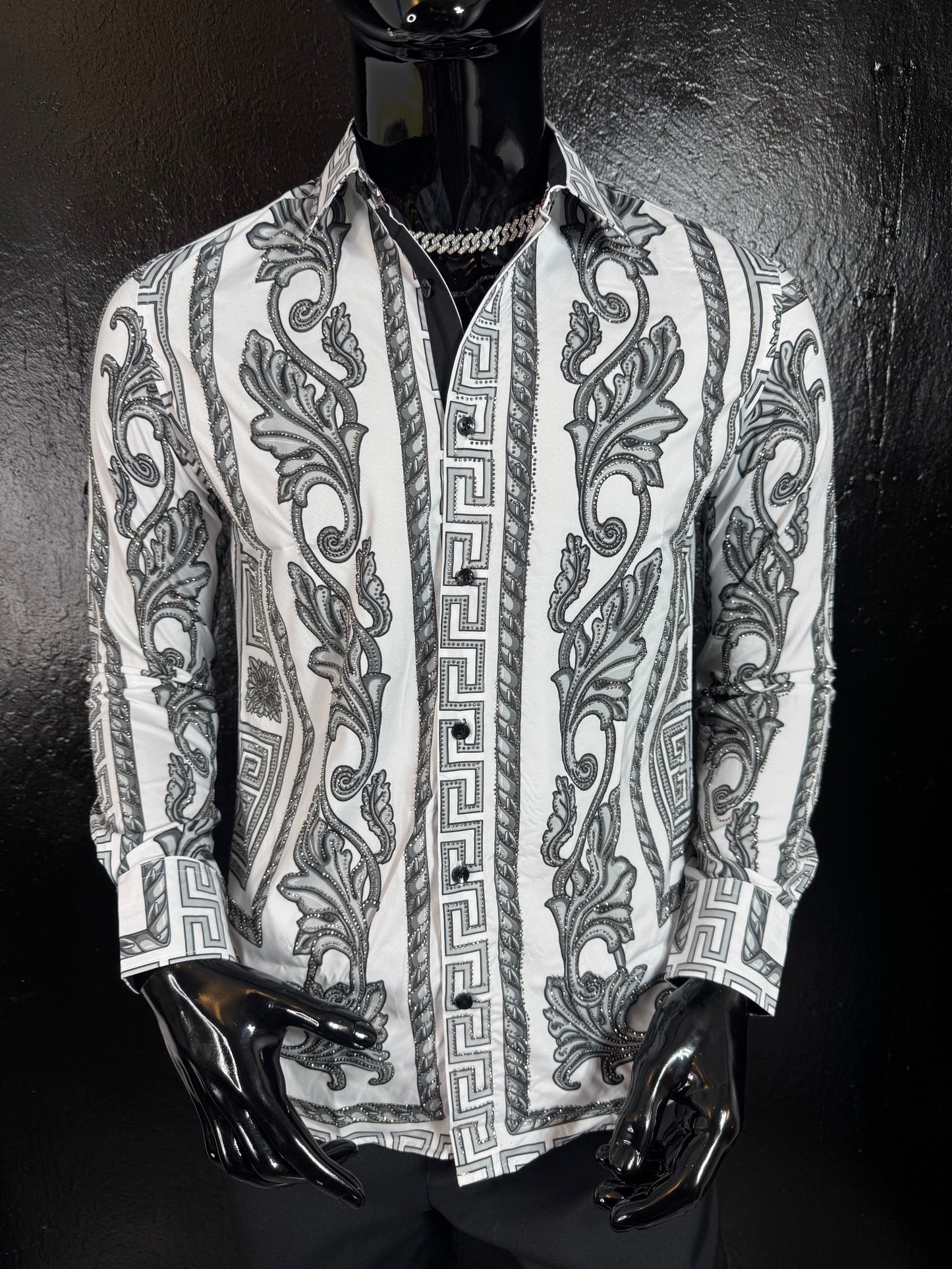 Galan Rhinestone Long Sleeve Dress Shirt