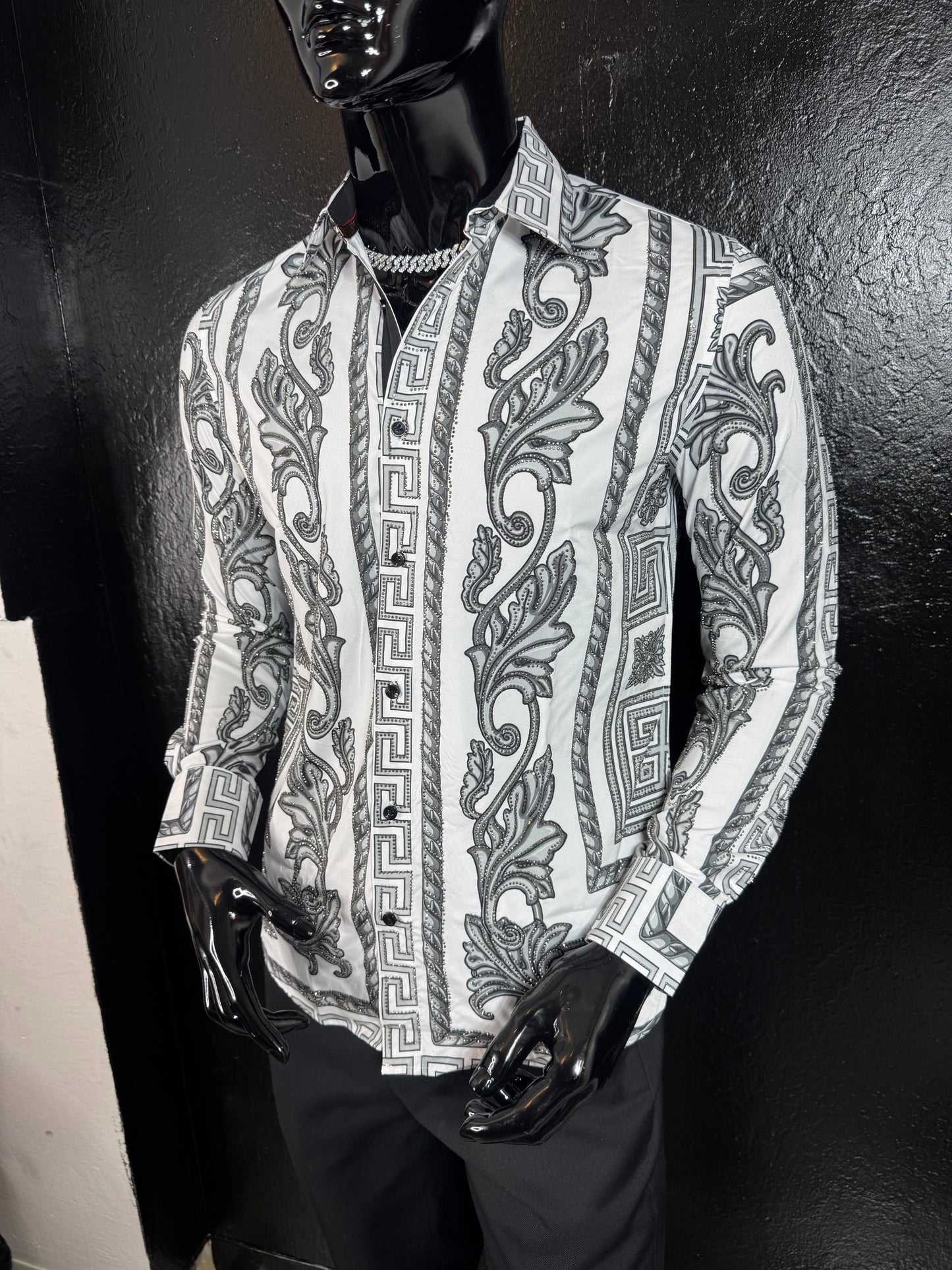 Galan Rhinestone Long Sleeve Dress Shirt