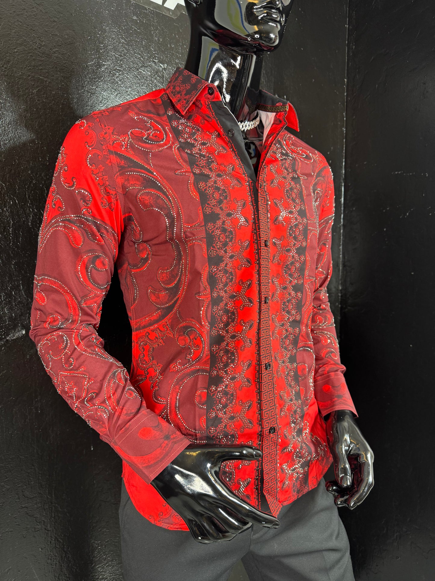 Galan Rhinestone Long Sleeve Dress Shirt