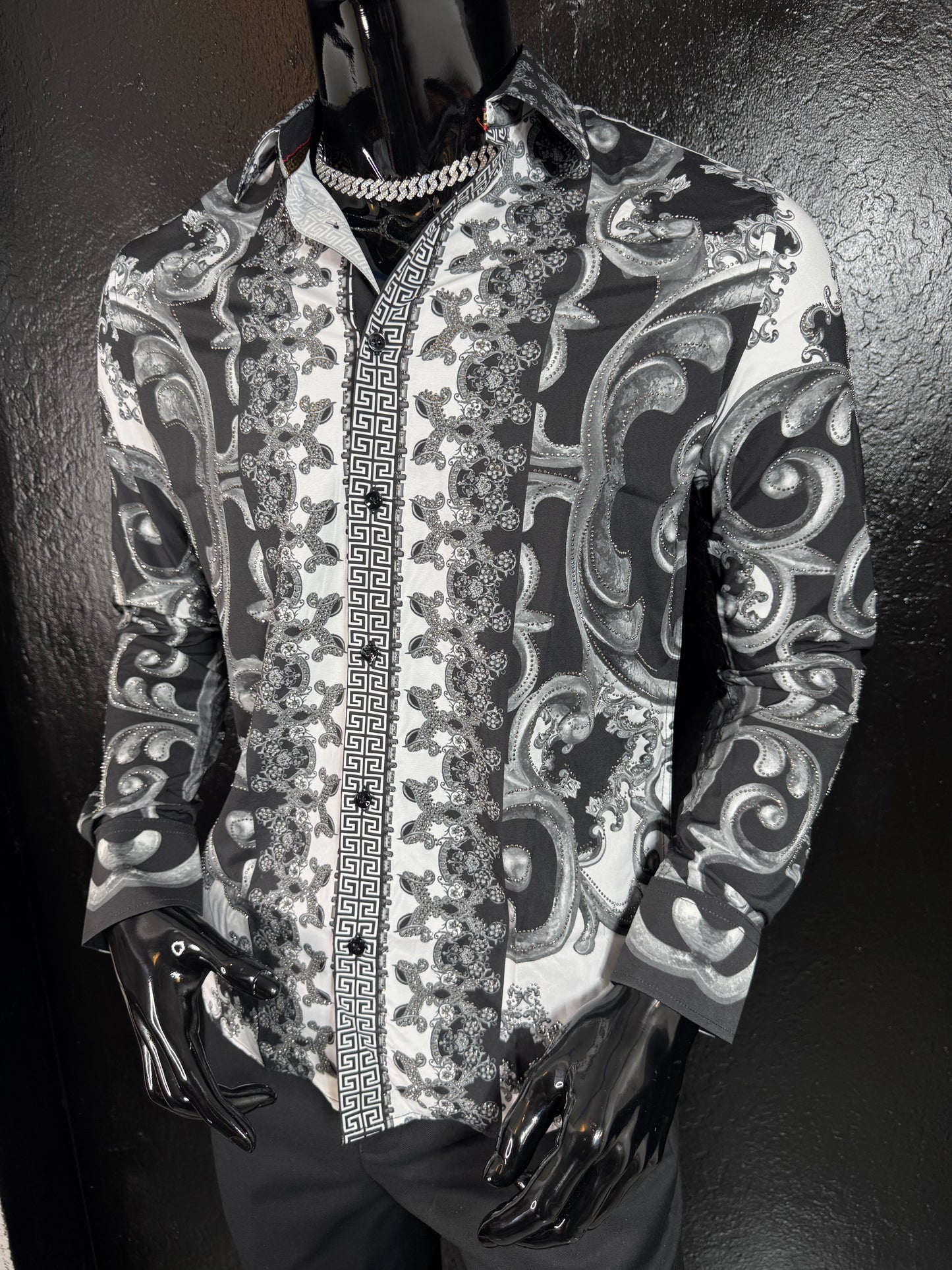 Galan Rhinestone Long Sleeve Dress Shirt