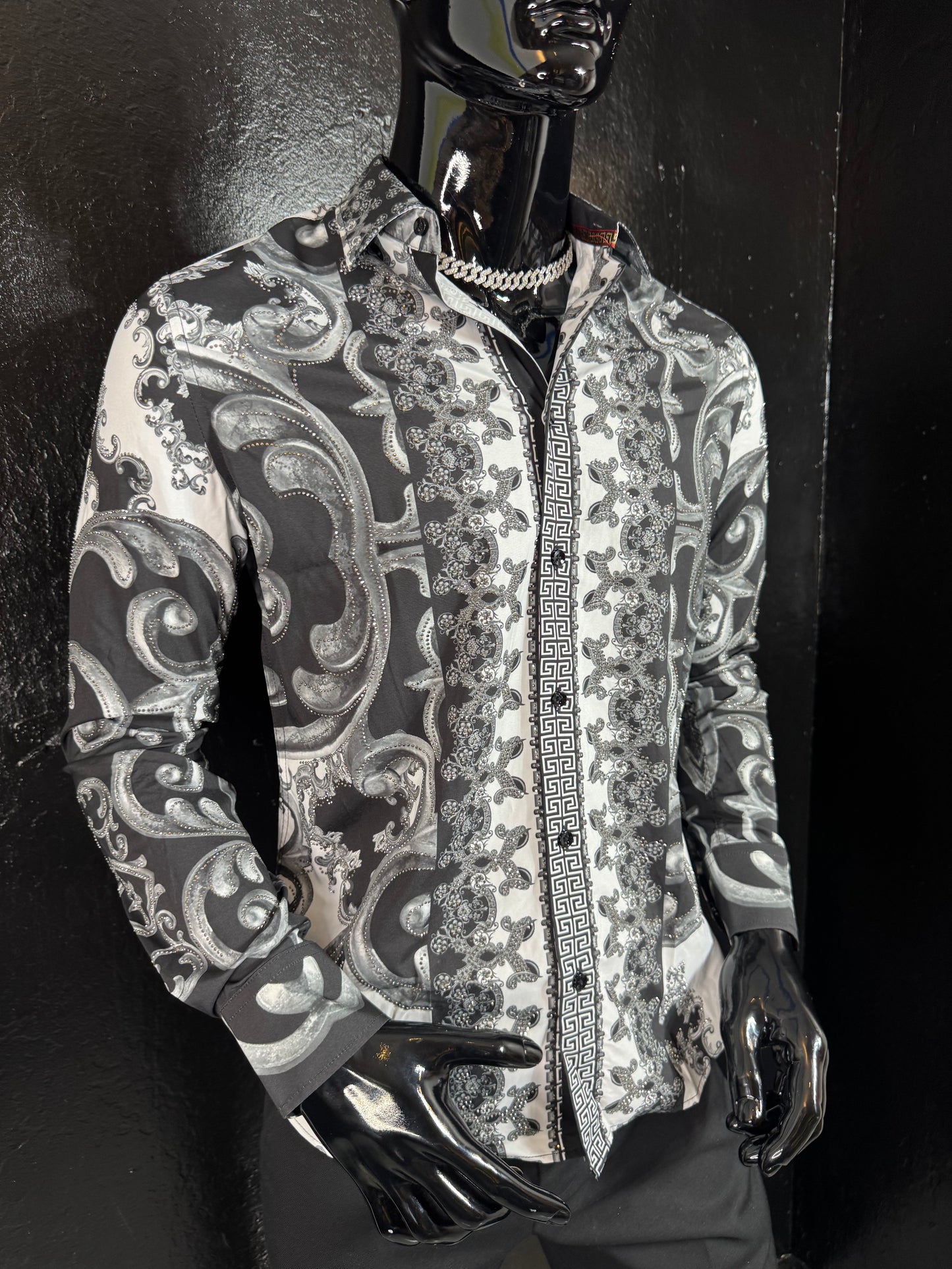 Galan Rhinestone Long Sleeve Dress Shirt