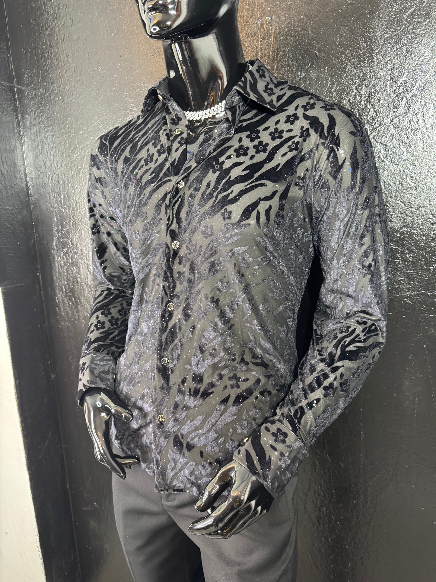 Galan Sequin Long Sleeve Dress Shirt