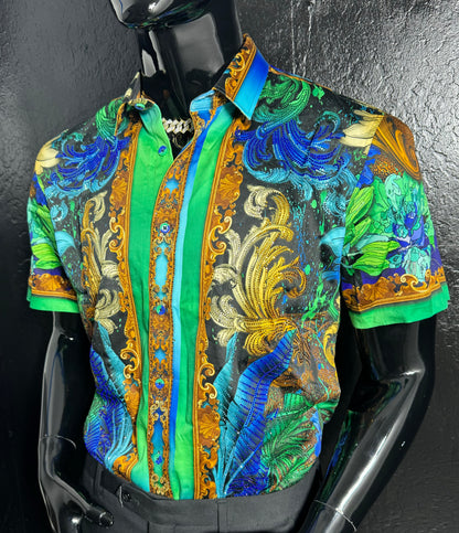 Galan Tiger Rhinestone Dress Shirt