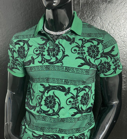 Galan Flower Texturized Polo Shirt