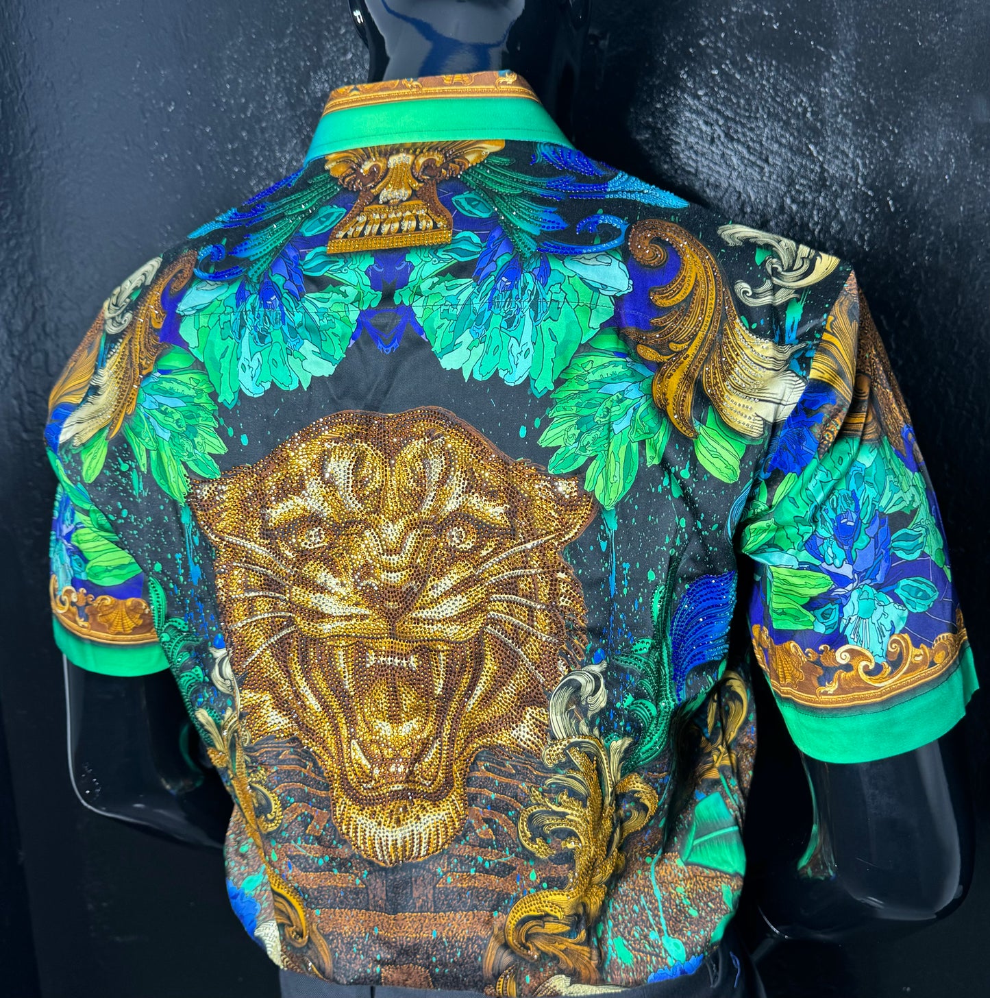 Galan Tiger Rhinestone Dress Shirt