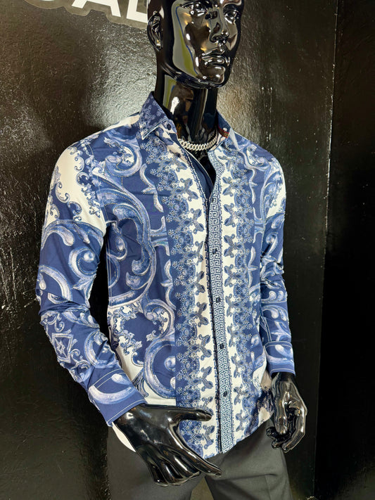 Galan Rhinestone Long Sleeve Dress Shirt