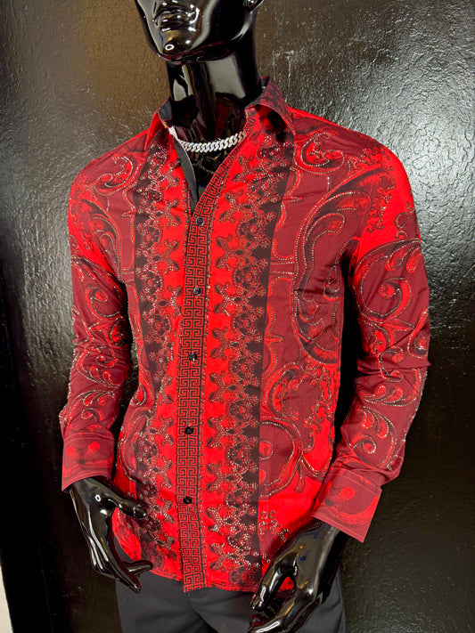 Galan Rhinestone Long Sleeve Dress Shirt