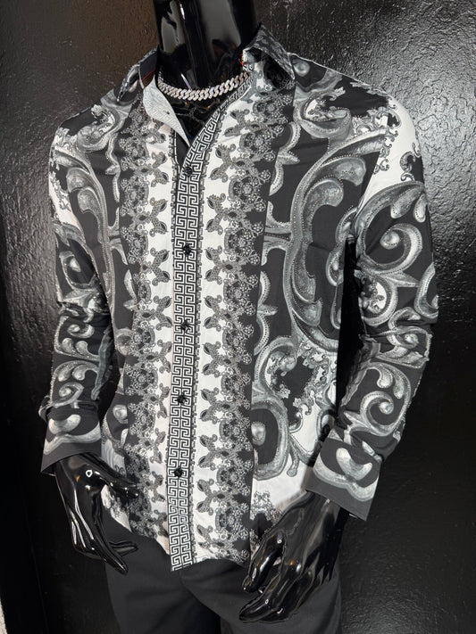 Galan Rhinestone Long Sleeve Dress Shirt