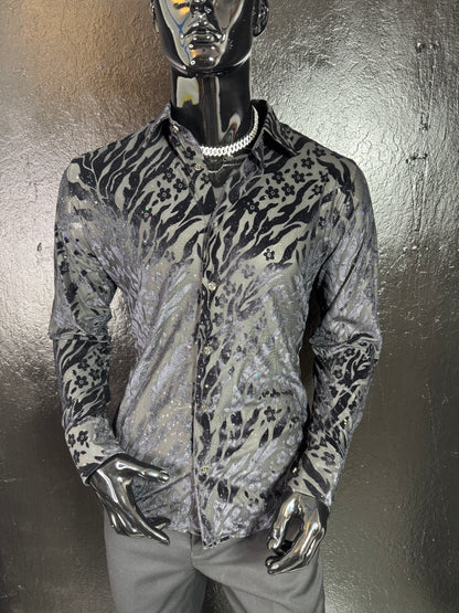 Galan Sequin Long Sleeve Dress Shirt