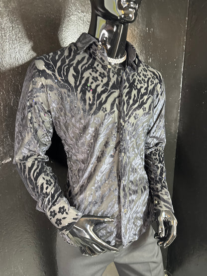 Galan Sequin Long Sleeve Dress Shirt