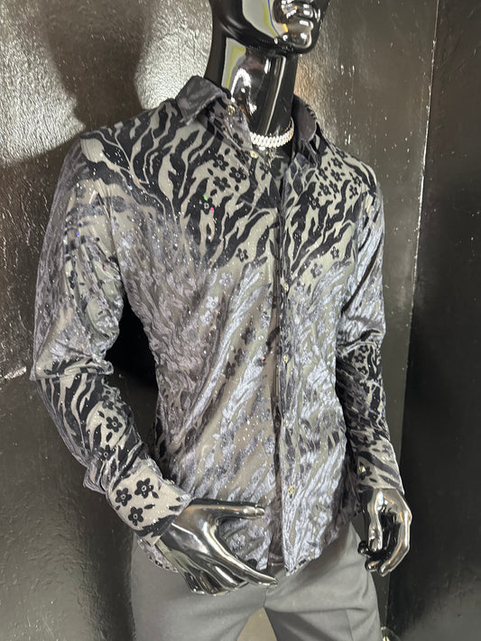 Galan Sequin Long Sleeve Dress Shirt